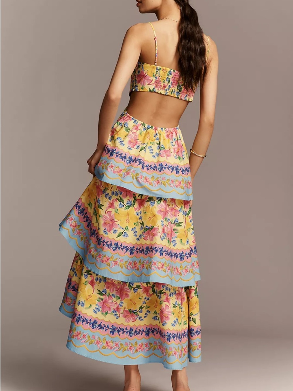 Farm Rio x Anthropologie Cotton Tiered Maxi Dress Size Large NWT - Picture 4 of 11